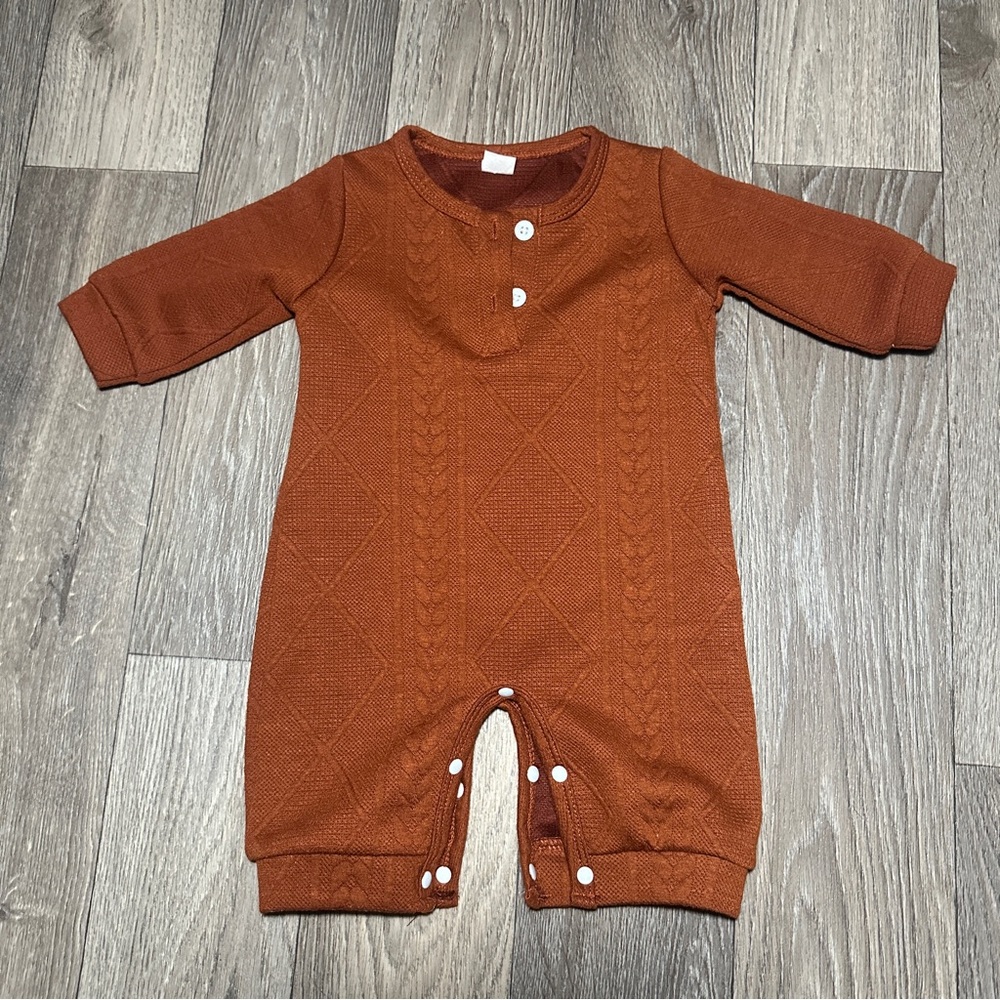 SHEIN Rust Orange Bodysuit with Knit Pattern